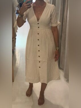 Vero Moda Cream Puff Sleeve Button-down Sundress
